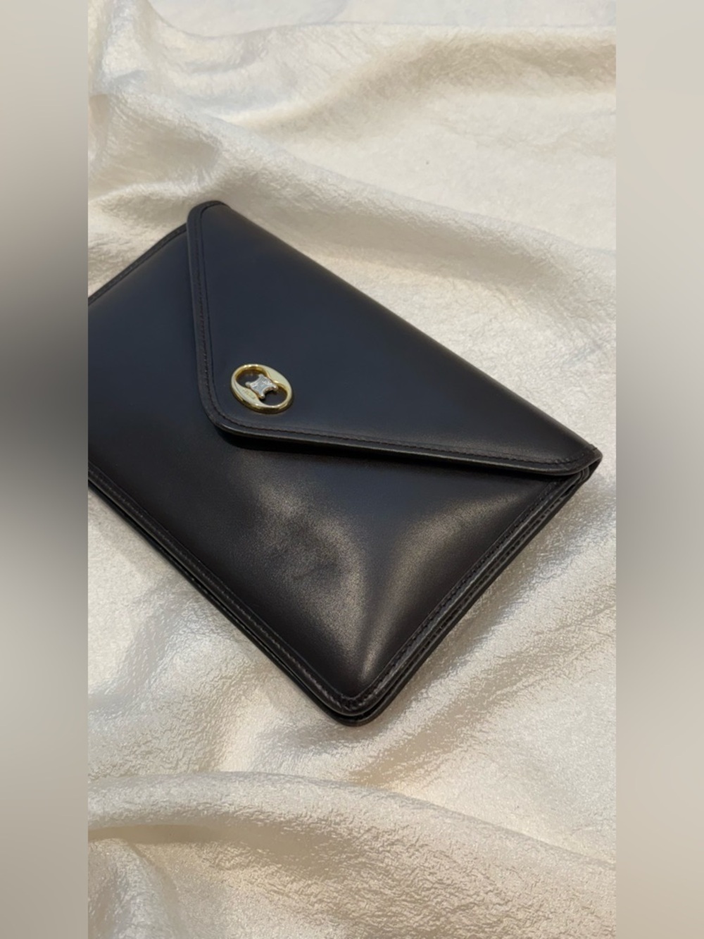 Auth Vintage 1990s Celine Triomphe Envelope Dark Brown Leather Clutch Bag - Picture 5 of 14